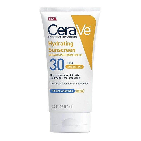 CeraVe Hydrating Mineral Sunscreen Spf 30 Face Sheer Tint