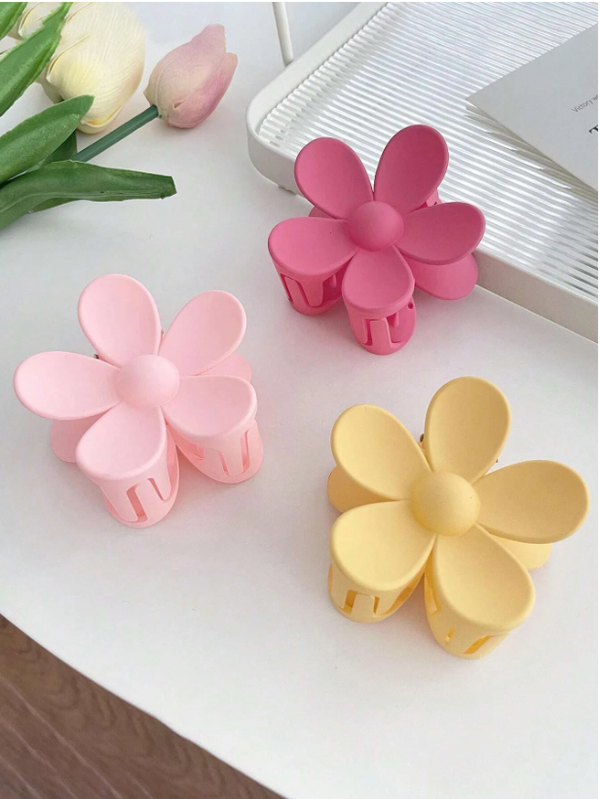 3pcs women Flower  Design Macaron color Hair Claw