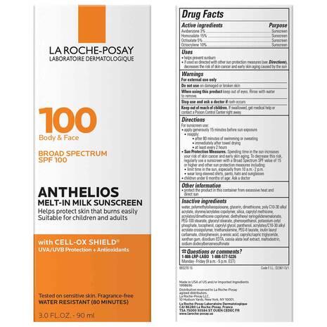 LRP Anthelios Melt-In Milk Sunscreen for Face & Body SPF 100