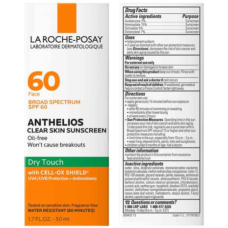 LRP Anthelios Clear Skin Oil Free Sunscreen SPF 60 Dry Touch