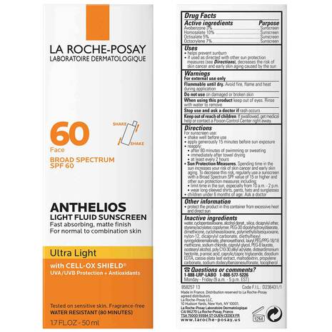 LRP Anthelios Ultra Light Fluid Facial Sunscreen SPF 60 Ultra Light